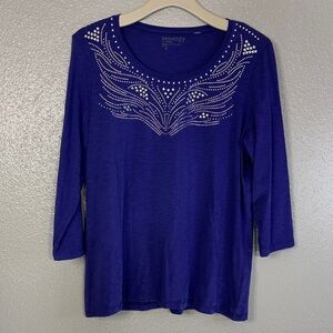 Zenergy Women's Royal Blue Embellished Blouse